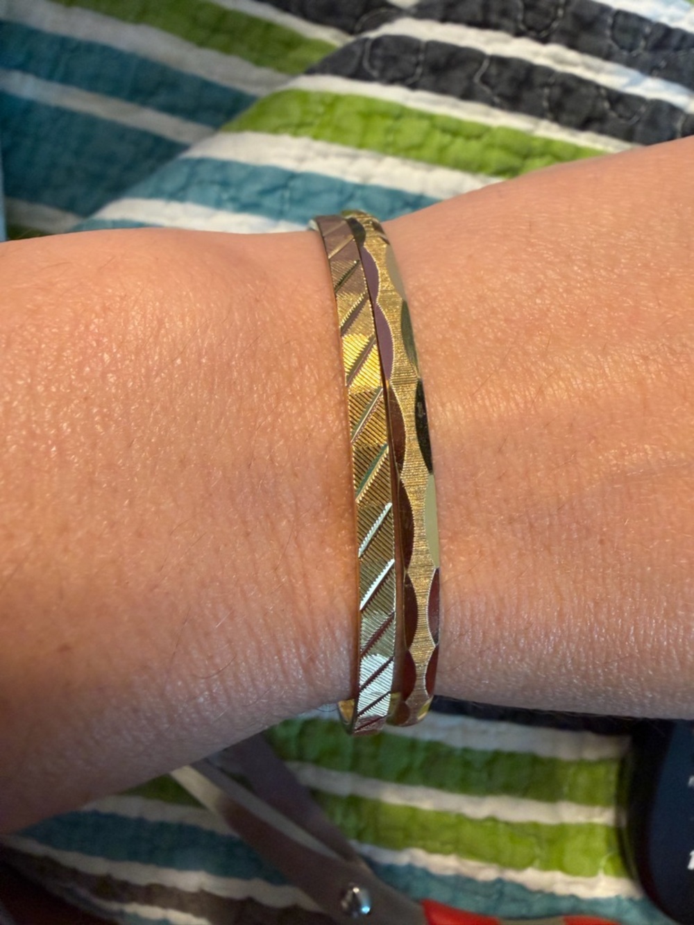 Monet Gold-Tone Textured Double Bangle Bracelet